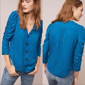 Anthropologie Maeve Teal Blouse